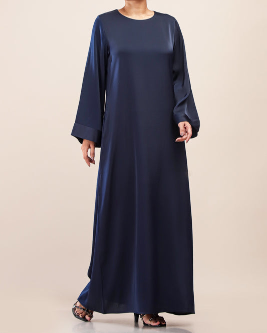 Elegant Maxi with Flowy Cuff _Navy