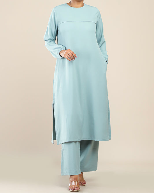 Elegant Polycotton Long Tunic Set _Mint