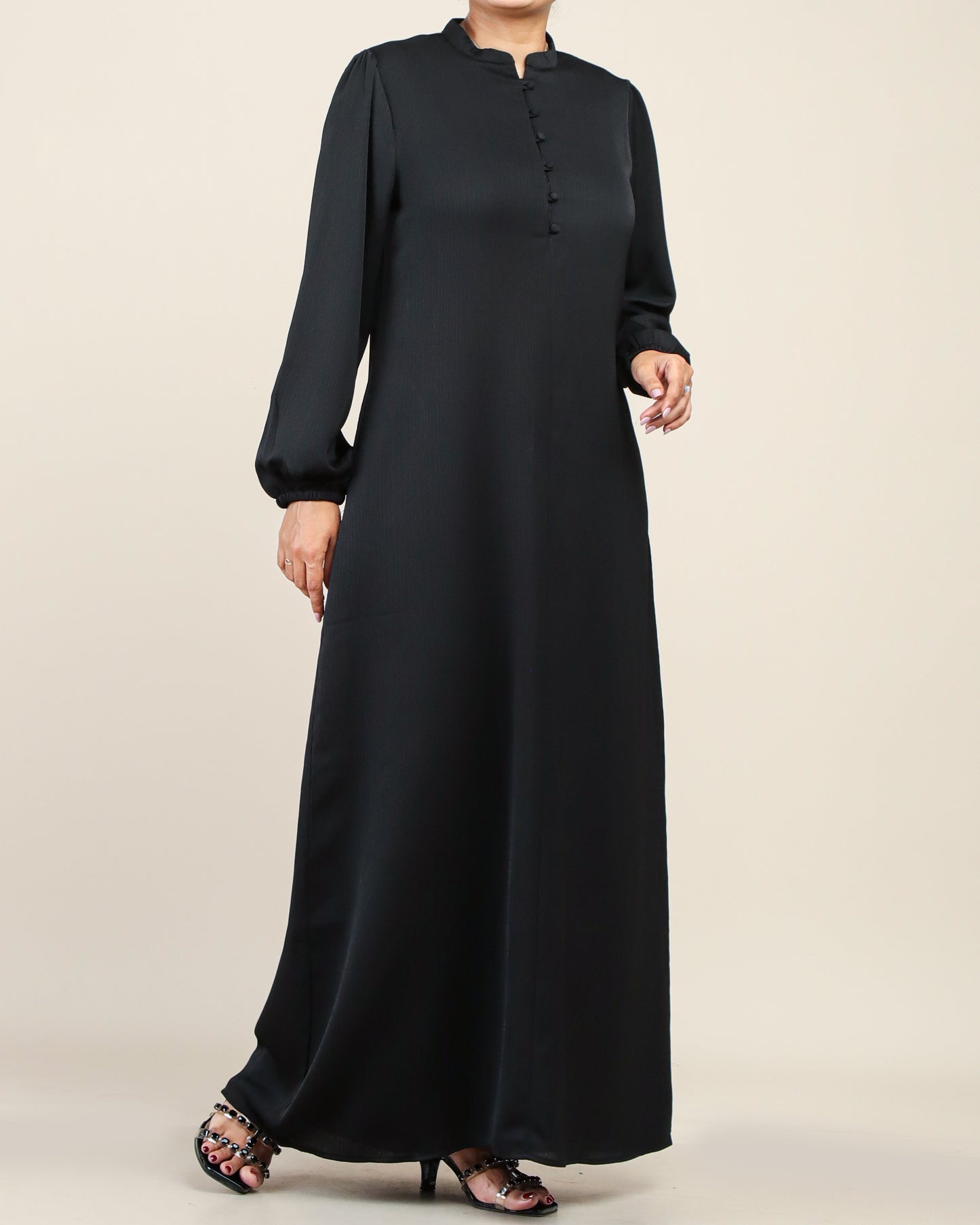 Classic Black Button-Down Maxi Dress