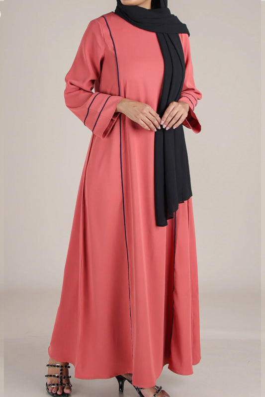 Elegant Tier Abaya - Blush Salmon