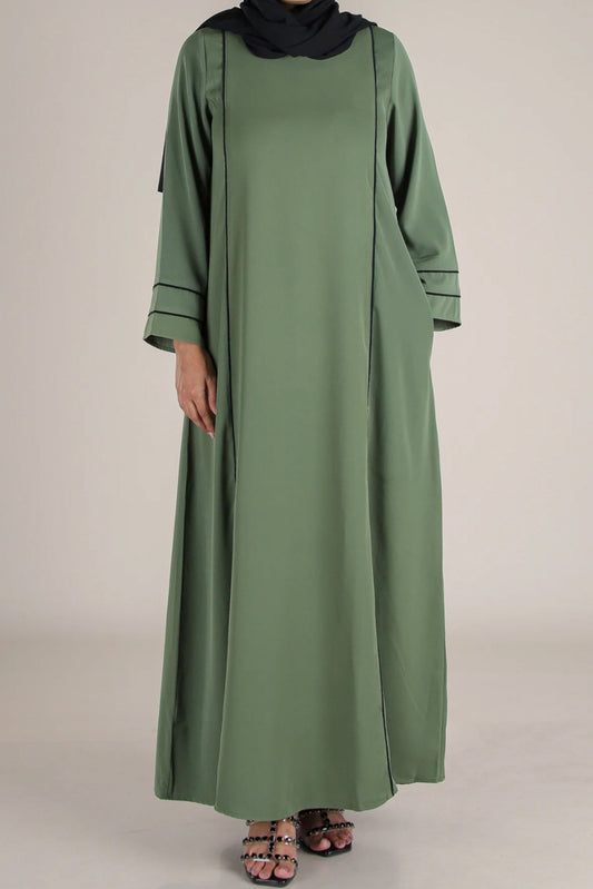 Elegant Tier Abaya - Forest Green